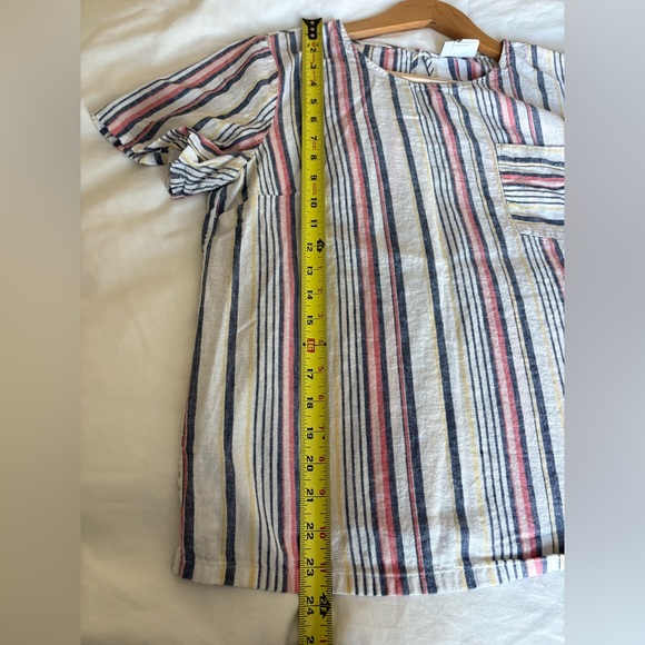 Liz Claiborne Multicolor Striped Linen short sleeved shirt top medium - Picture 7 of 7